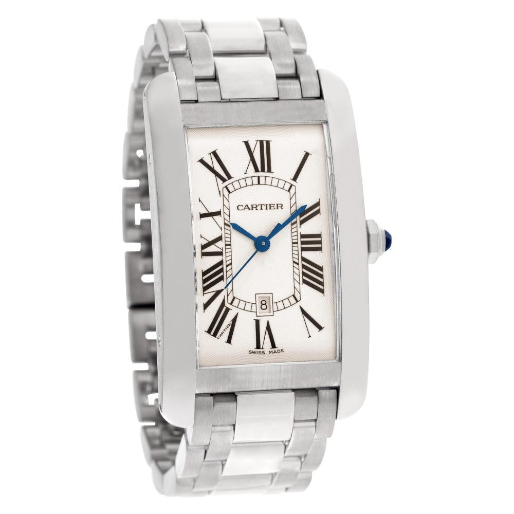 Cartier Americaine Tank W2605511 White Gold w/ silver dial 26mm Automatic watch In Excellent Condition For Sale In Surfside, FL