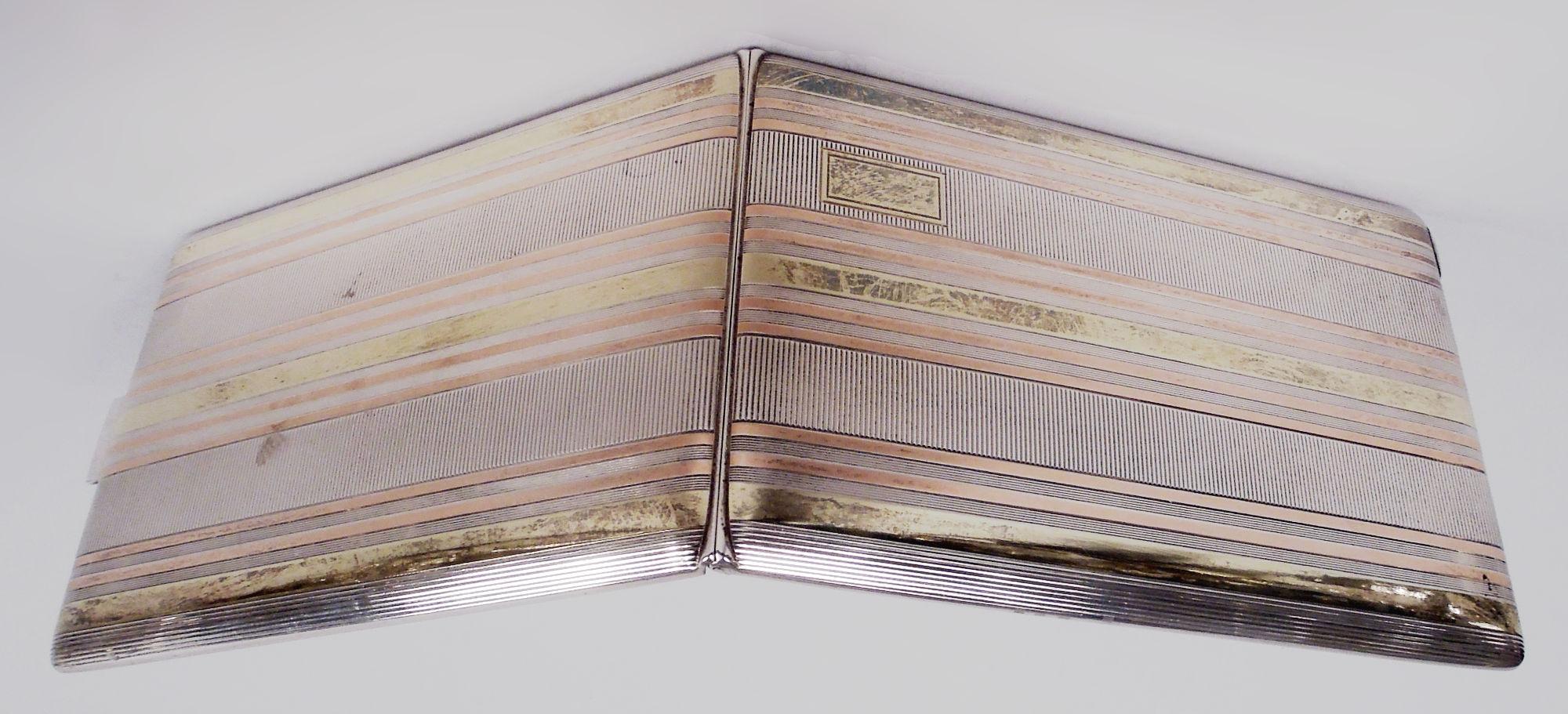 Cartier American Art Deco Sterling Silver & 14k Gold Cigarette Case For Sale 1
