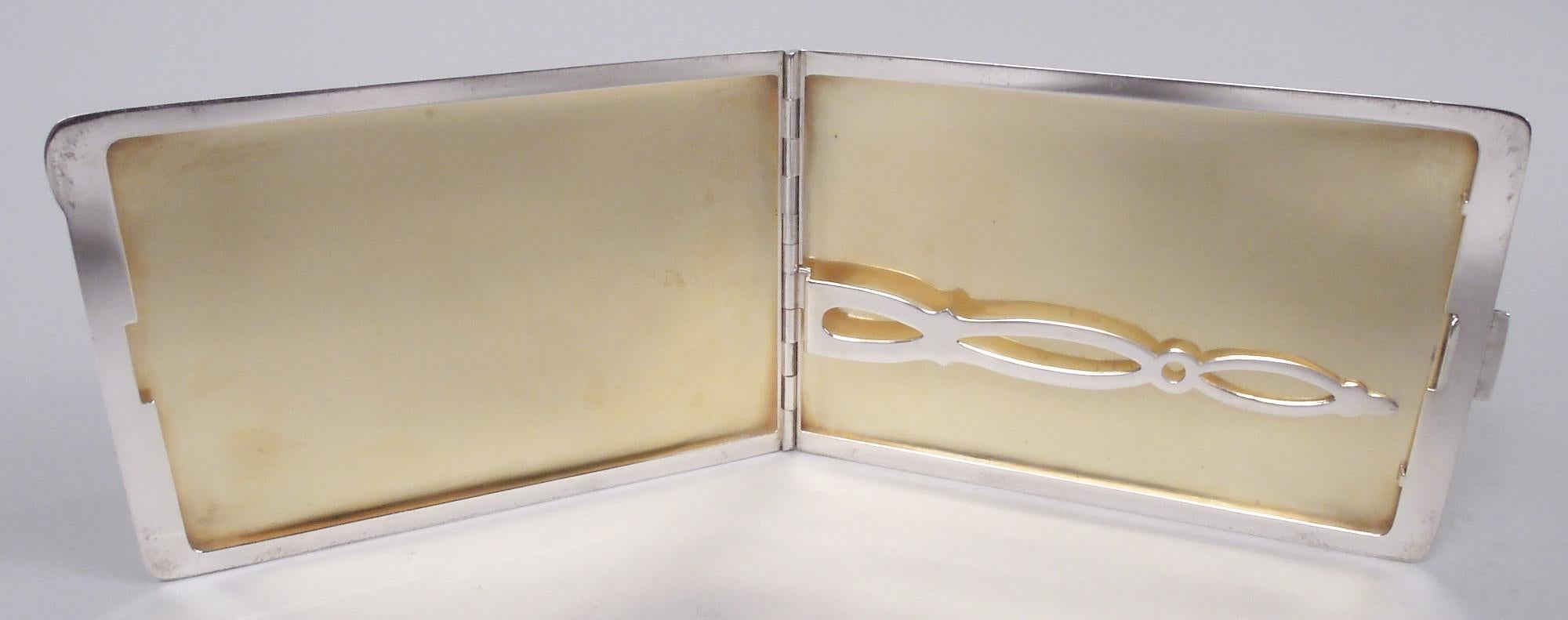 Cartier American Art Deco Sterling Silver & 14k Gold Cigarette Case For Sale 2