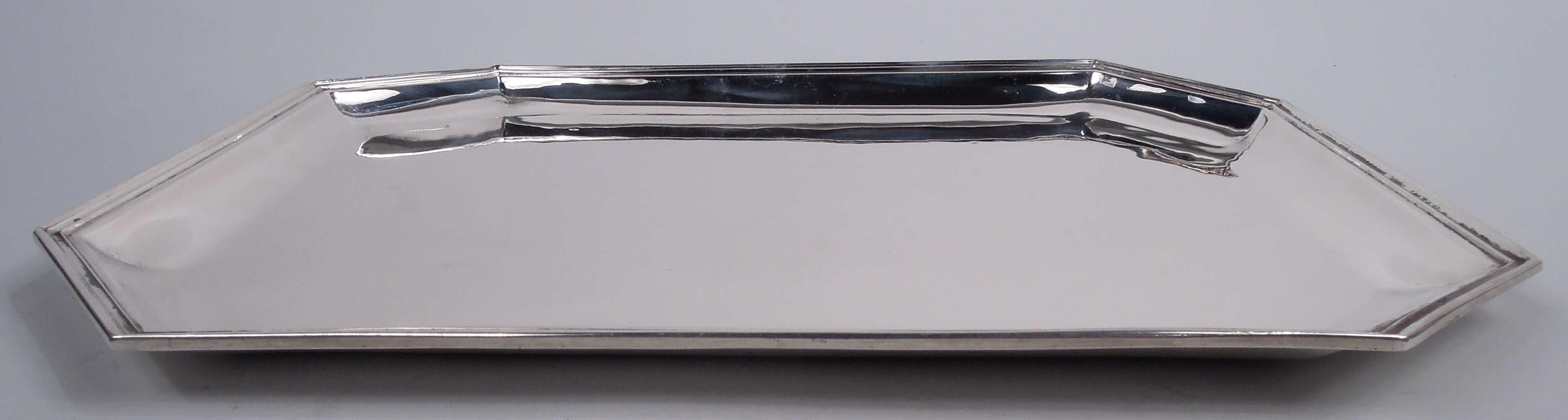 Chamfered Cartier American Art Deco Sterling Silver Tray   For Sale