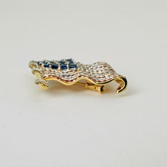 Cartier American Flag Diamond Ruby Sapphire 18K Gold Pin Brooch Circa 1980s