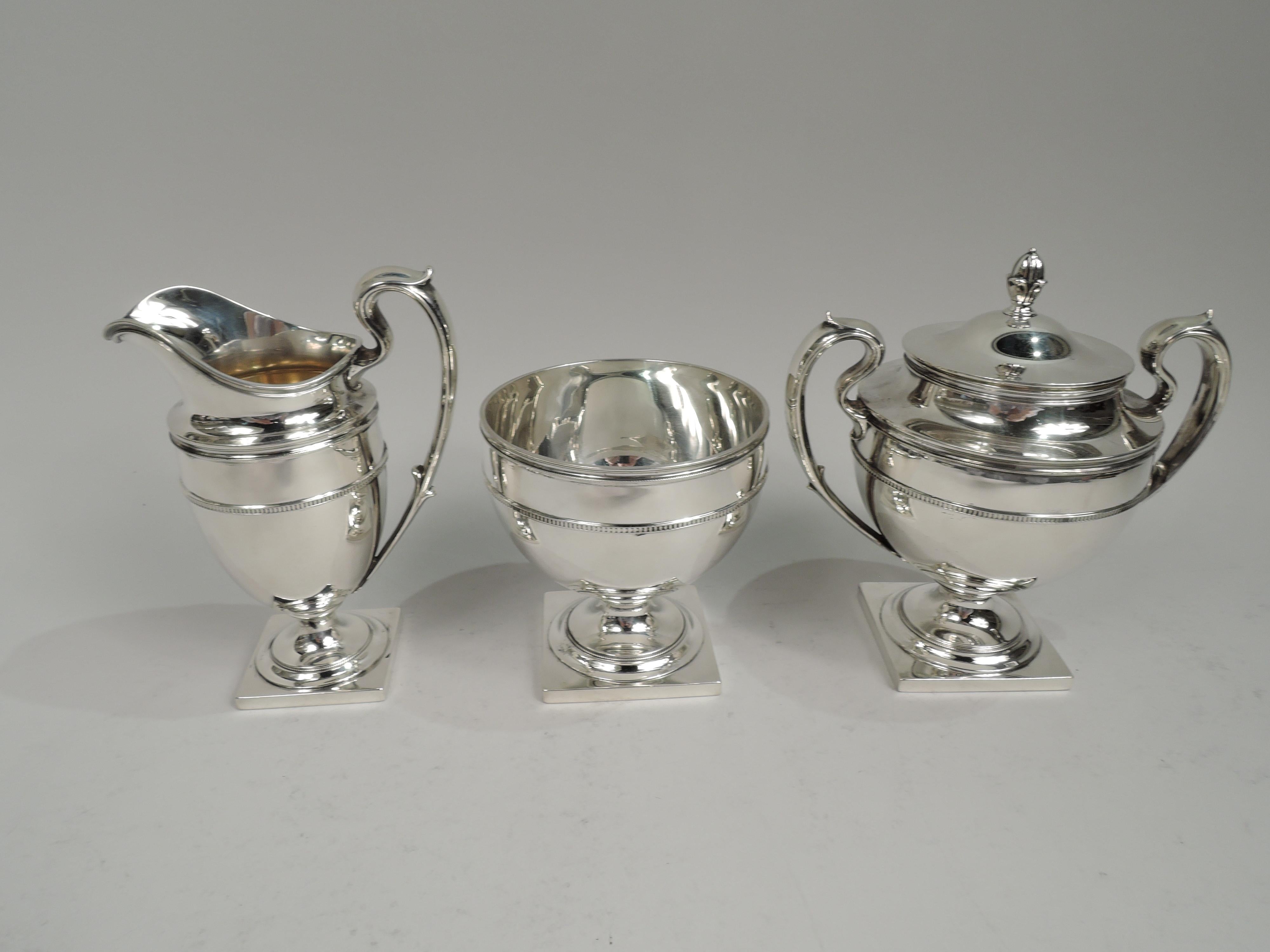 Sterling Silver Cartier American Modern Classical 7-Piece Coffee & Tea on Tray