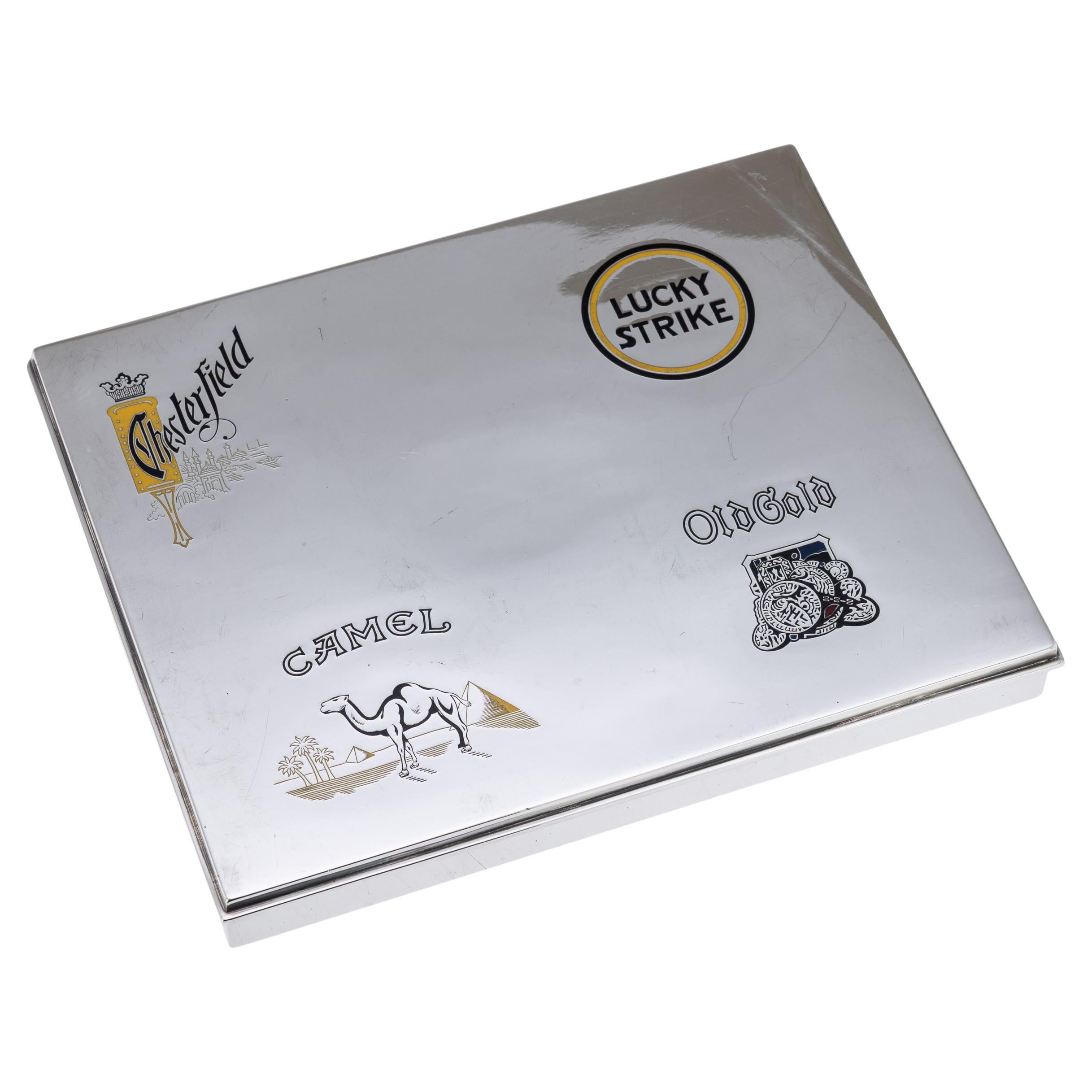 Cartier American Solid Silver and Enamel Cigarette Box, 20th Century en venta