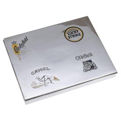 Cartier American Solid Silver and Enamel Cigarette Box, 20th Century Cartier American Solid Silver and Enamel Cigarette Box, 20th Century