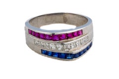 Cartier "Americana" Ruby, Sapphire & Diamond Ring