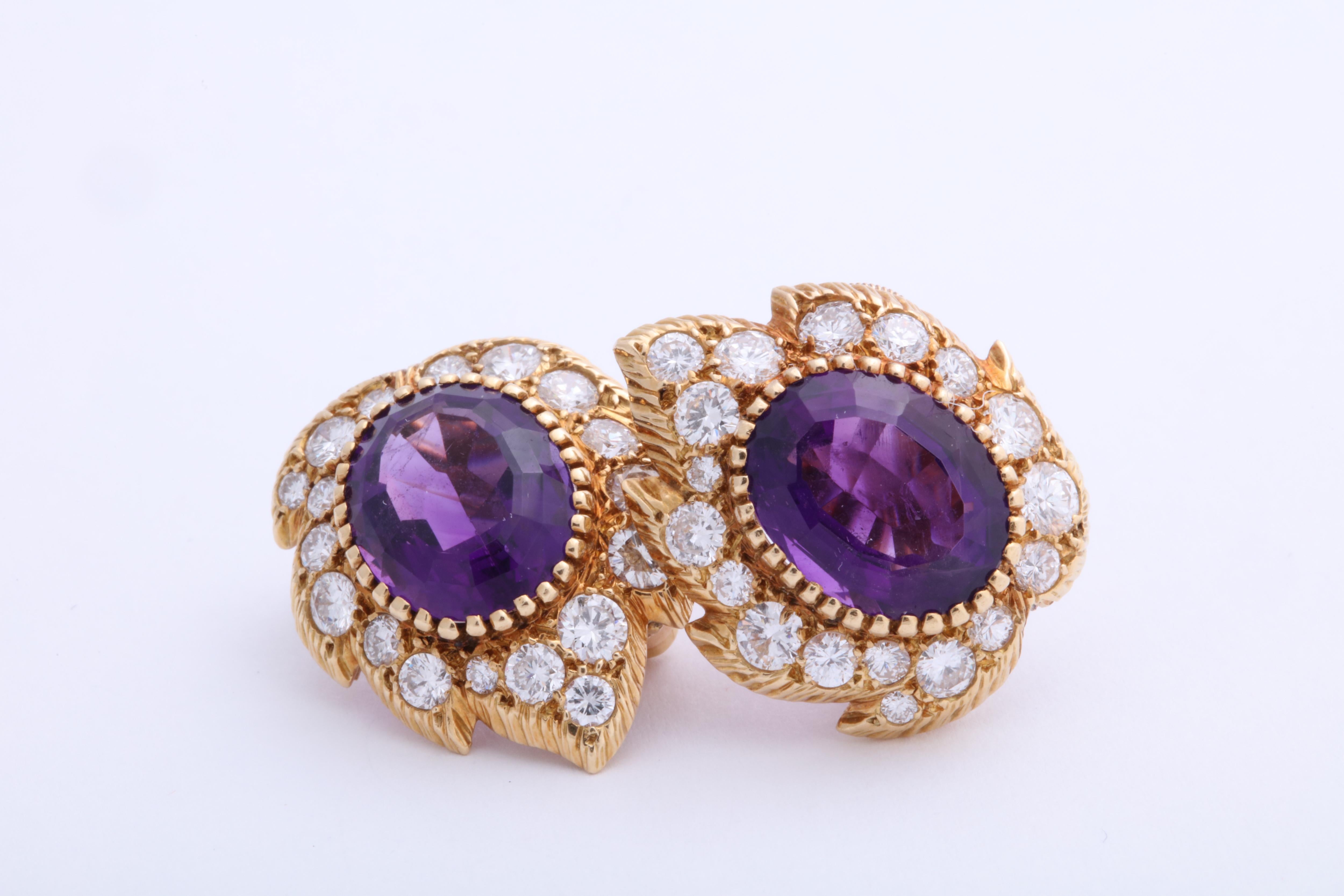 Women's Cartier Amethyst and Diamond Earrings