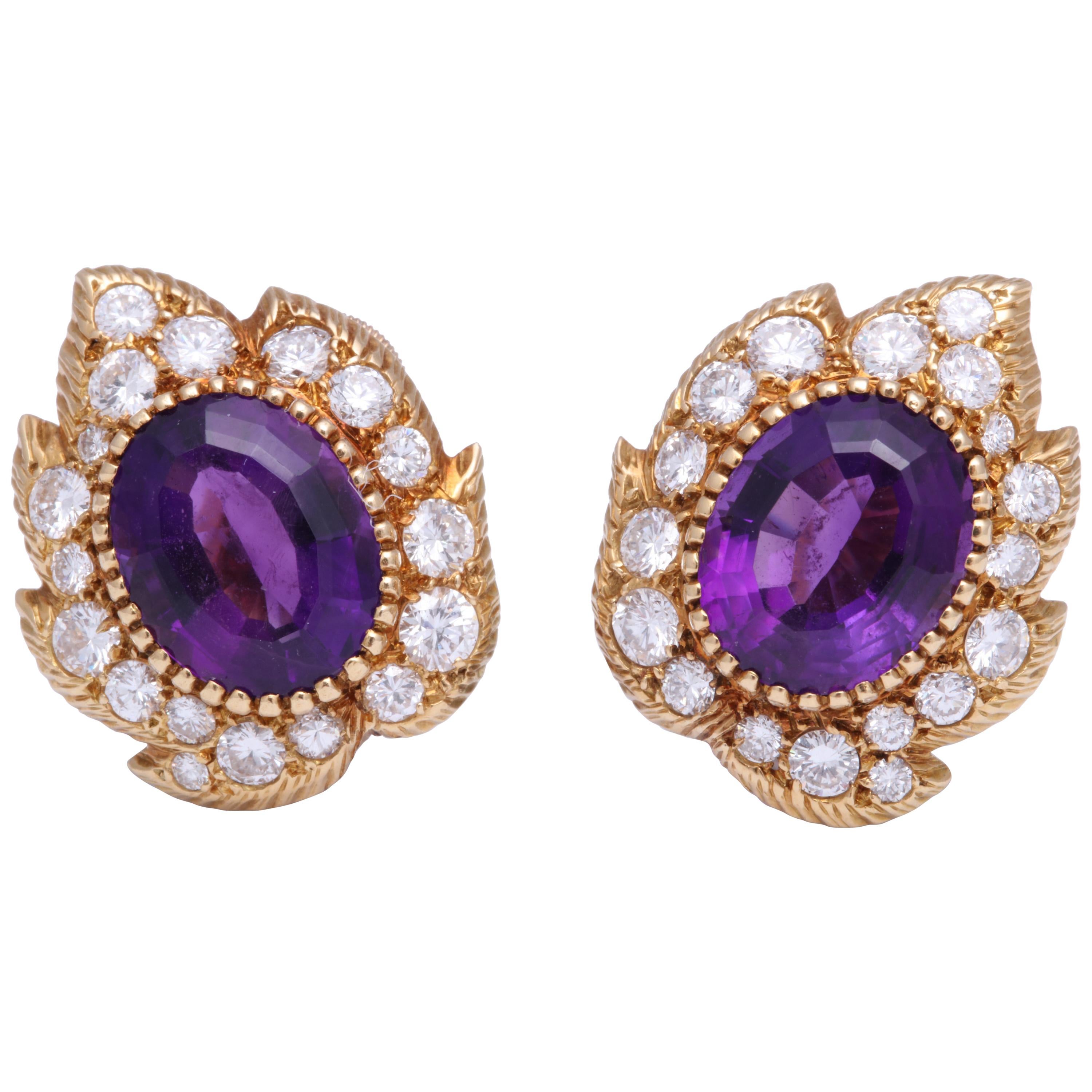 Cartier Amethyst and Diamond Earrings