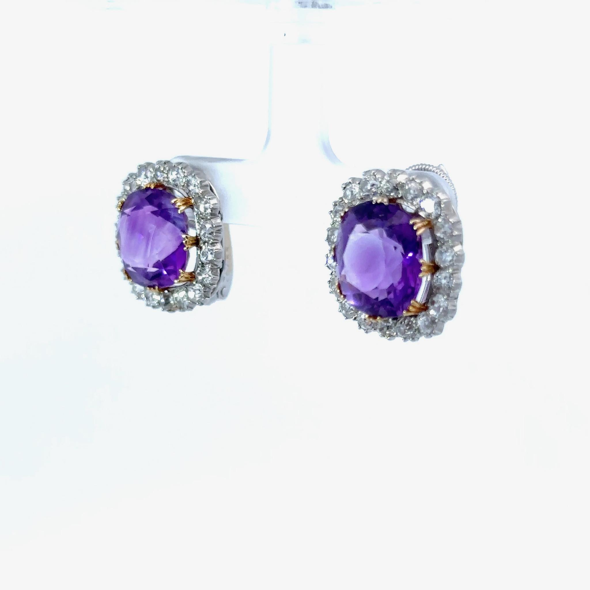 Introducing Cartier's exquisite Amethyst Earrings, the pinnacle of elegance and sophistication. These enchanting, flower set earrings showcase vibrant, deep purple amethysts at their heart, exuding an air of opulence and approximately 20 carats
