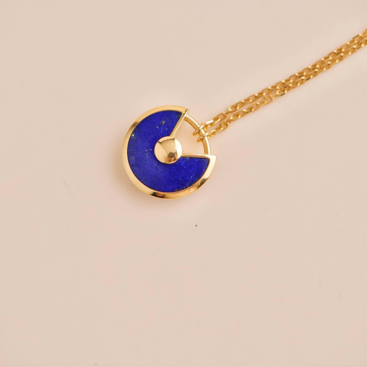 Cartier Amulette 18K Yellow Gold Lapis Lazuli Necklace XS Model 1