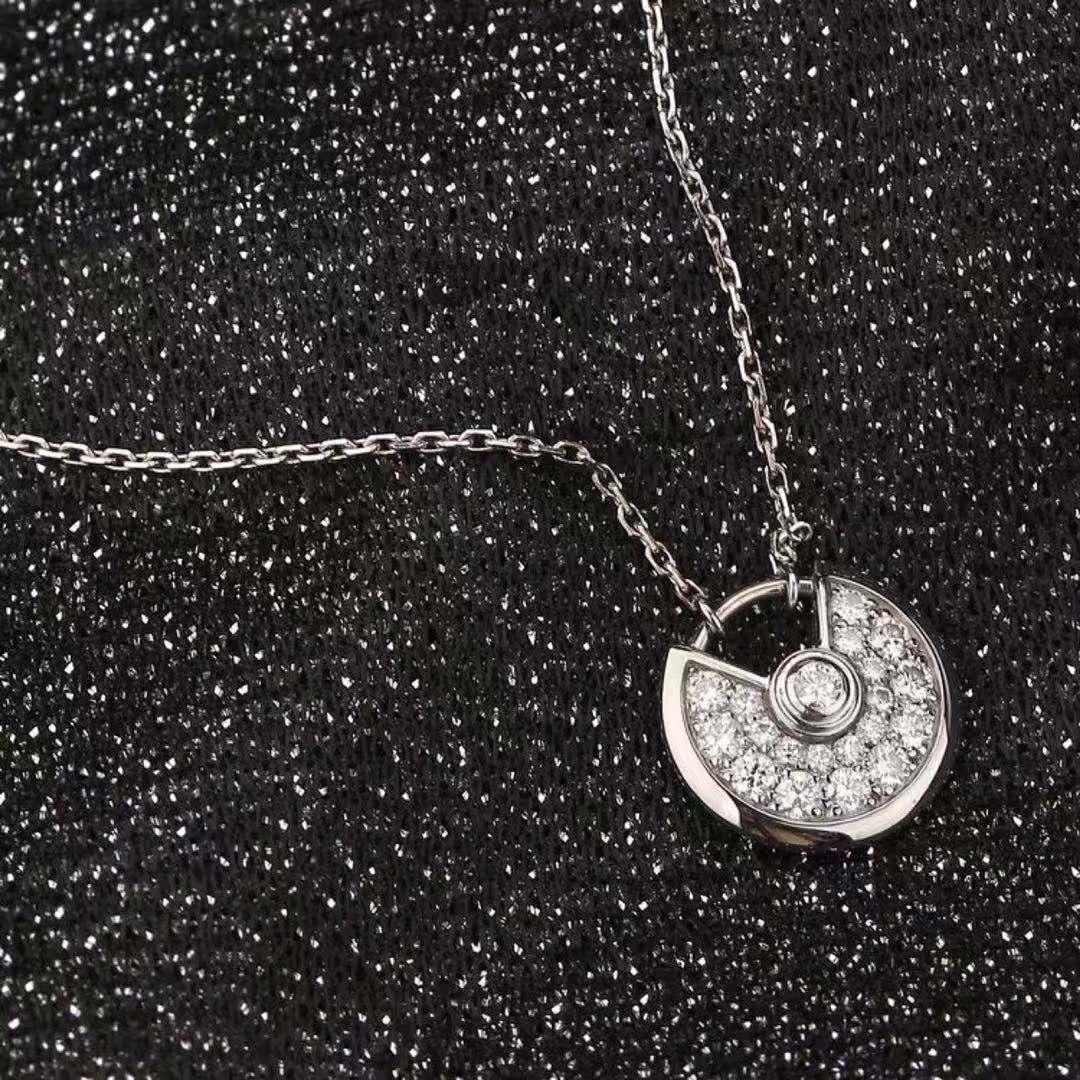 Brilliant Cut Cartier Amulette de Cartier 18ct White Gold Diamond Necklace