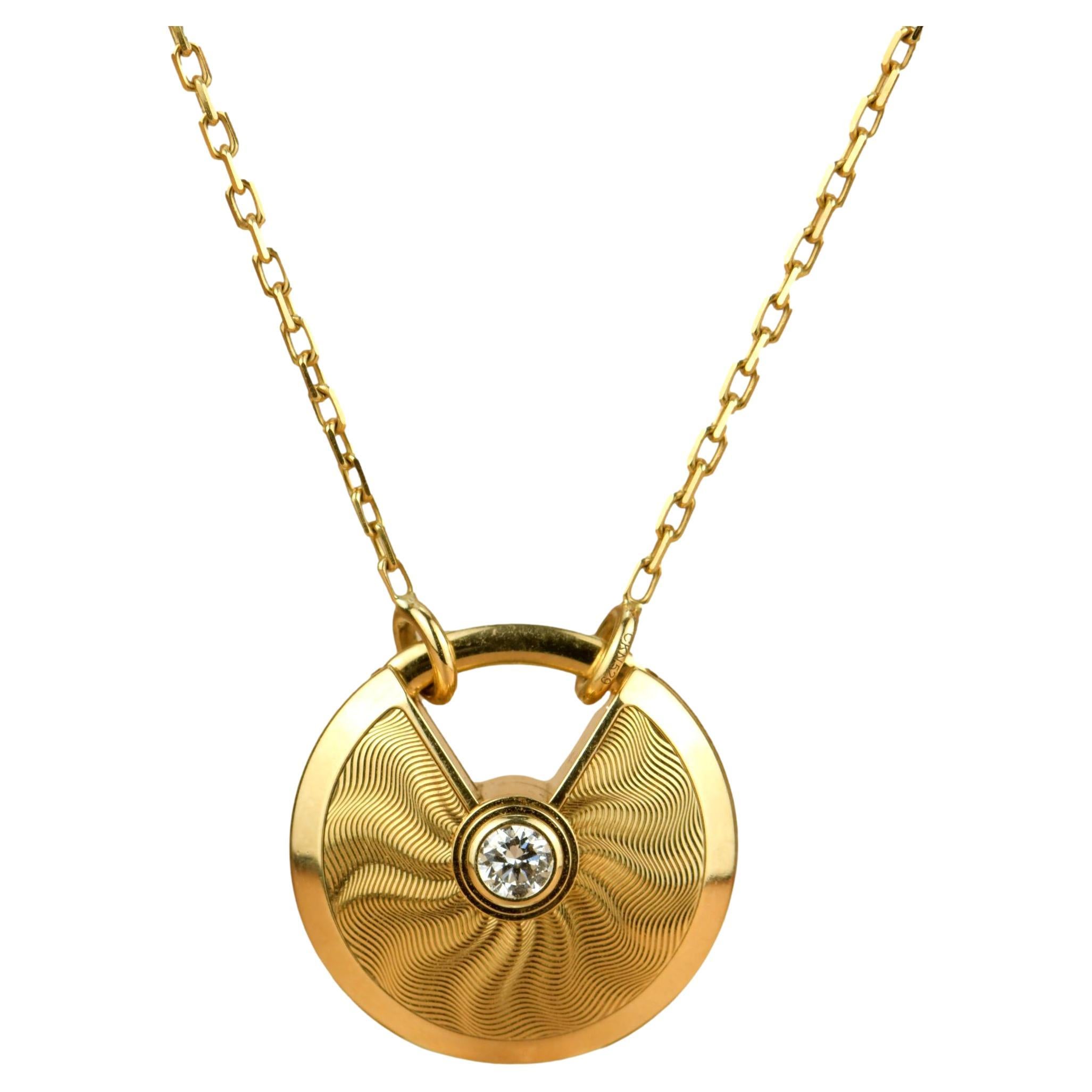 Cartier Amulette de Cartier 18K Gold Diamond Necklace For Sale at 