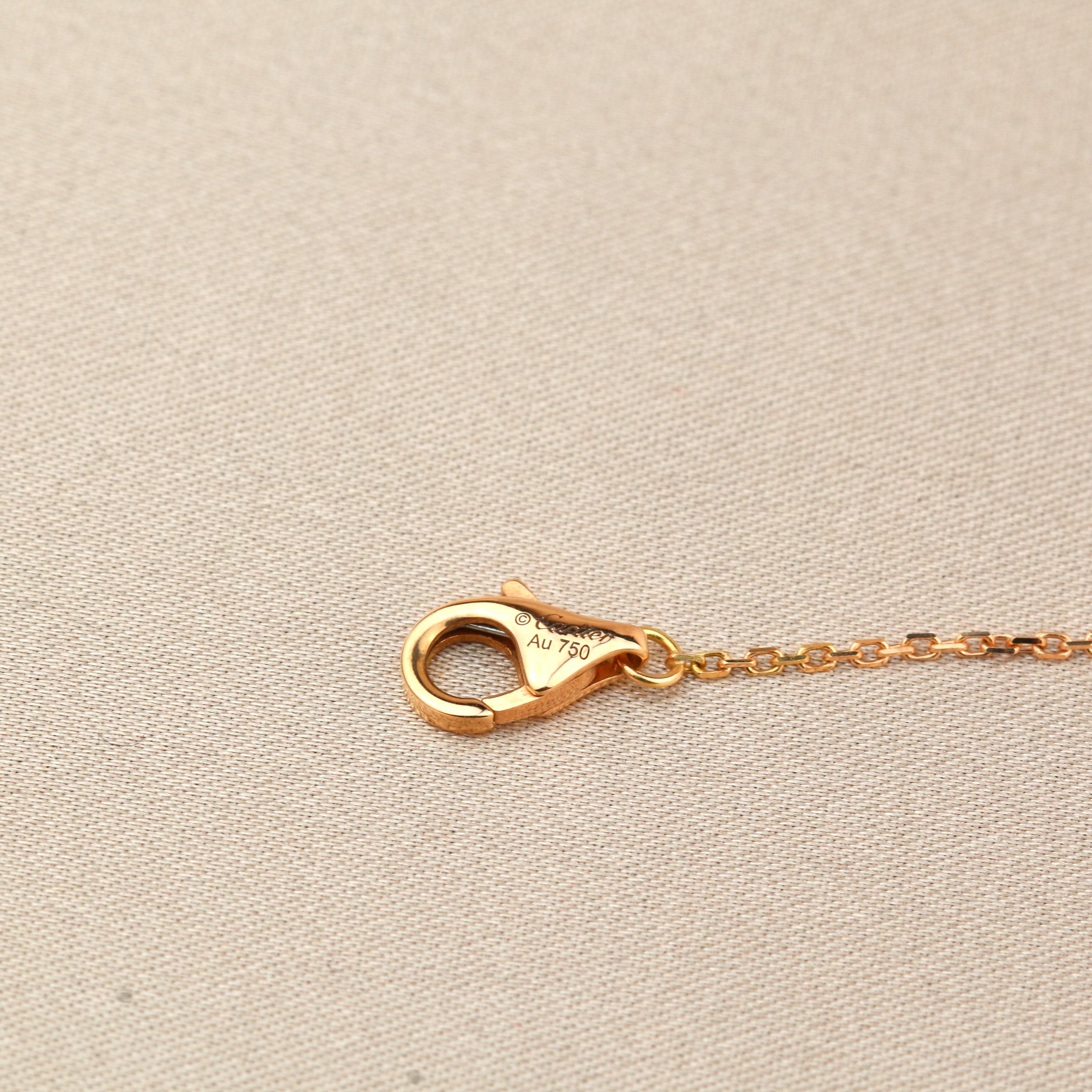 Cartier Amulette De Cartier 18K Rose Gold Malachite Necklace In Excellent Condition In Banbury, GB