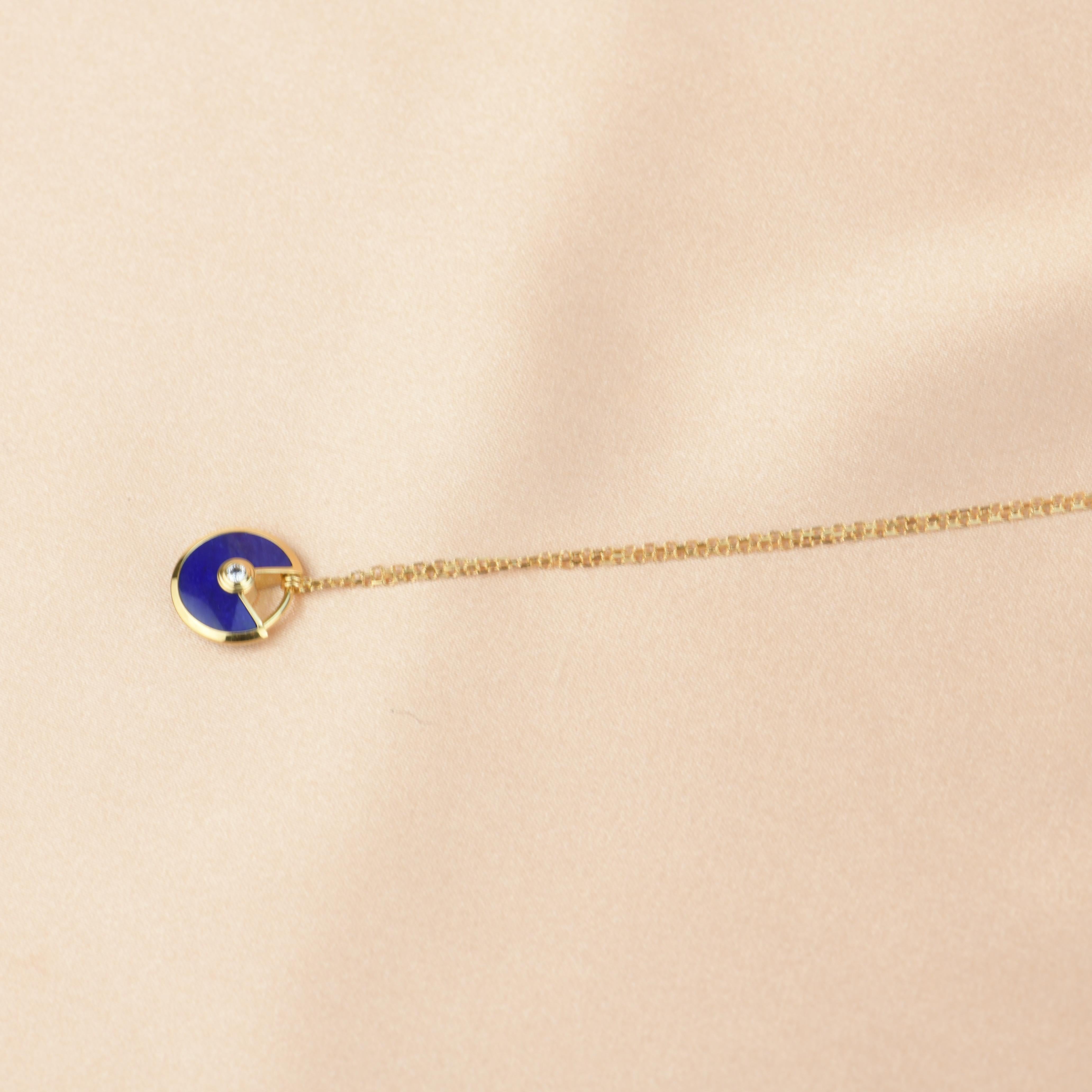 Cartier Amulette de Cartier 18K Yellow Gold Lapis Lazuli Necklace 2