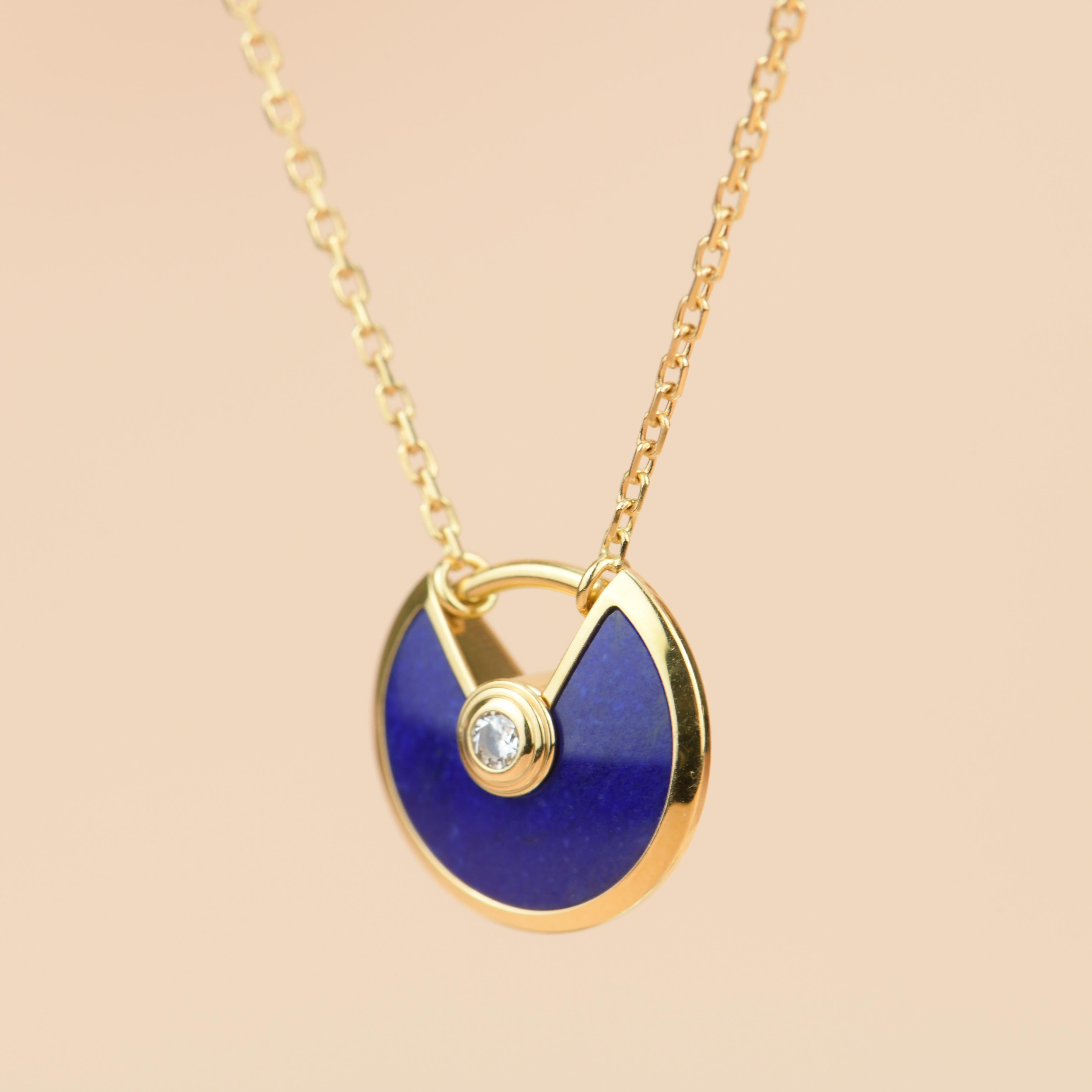 Cartier Amulette de Cartier 18K Yellow Gold Lapis Lazuli Necklace 2