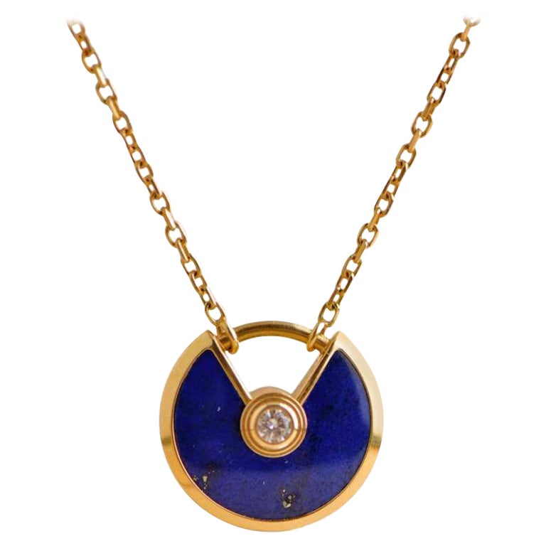 Cartier Amulette De Cartier 18K Yellow Gold Lapis Lazuli Necklace XS Model