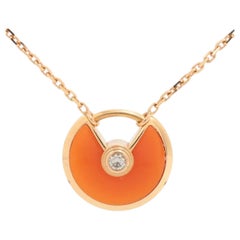 Cartier Amulette de Cartier Carnelian diamond 18K Rose Gold Necklace