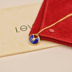 Cartier Amulette De Cartier Diamond Lapis Lazuli 18K Yellow Gold Necklace