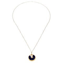 Cartier Amulette De Cartier Diamond Lapis Lazuli 18K Yellow Gold Necklace SM