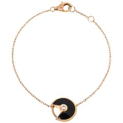 Cartier Amulette De Cartier Diamond Onyx 18K Rose Gold Bracelet XS