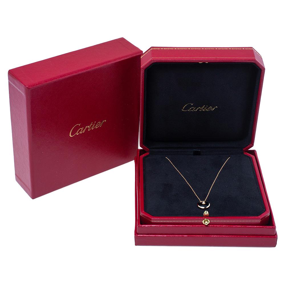 Contemporary Cartier Amulette de Cartier Diamond Onyx 18K Rose Gold Necklace XS