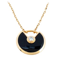 Cartier Amulette de Cartier Diamond Onyx 18K Rose Gold Necklace XS