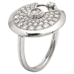 Used Cartier Amulette De Cartier Diamonds 18k White Gold Small Model Ring Size 51