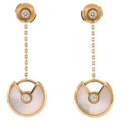Cartier Amulette De Cartier Drop Dangle Earrings 18k Yellow Gold with Mother