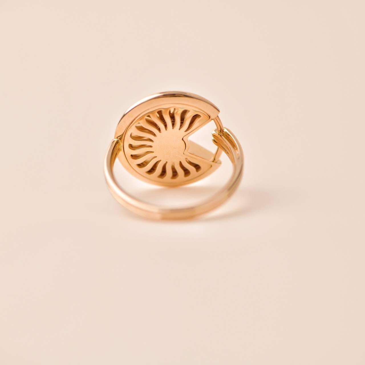Cartier Amulette de Cartier Guilloché Diamond 18K Rose Gold Ring Size 53 2