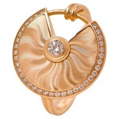 Cartier Amulette de Cartier Guilloché Diamant 18K Rose Gold Ring Größe 53