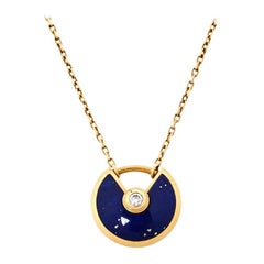 Cartier Amulette De Cartier Lapis Lazuli Diamond 18K Yellow Gold Necklace XS