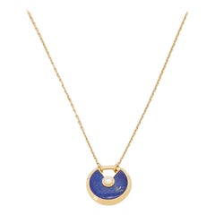 Cartier Amulette De Cartier Lapis Lazuli Diamond 18k Yellow Gold Small Model Nec