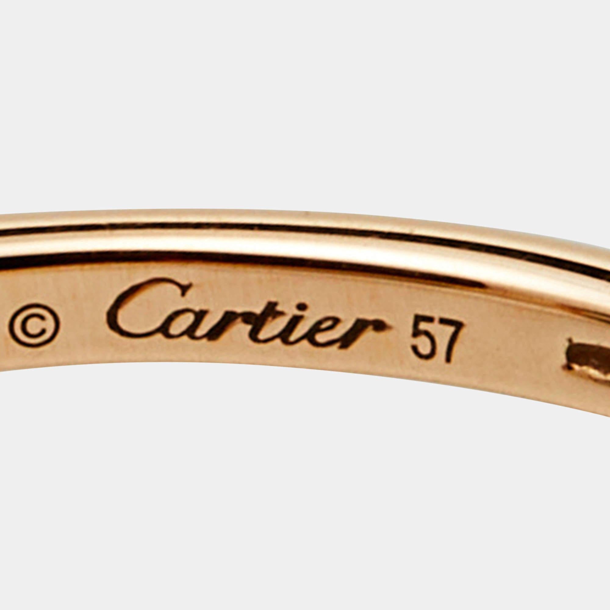 Cartier Amulette De Cartier Malachite Diamond 18K Rose Gold XS Model Ring In Good Condition In Dubai, Al Qouz 2