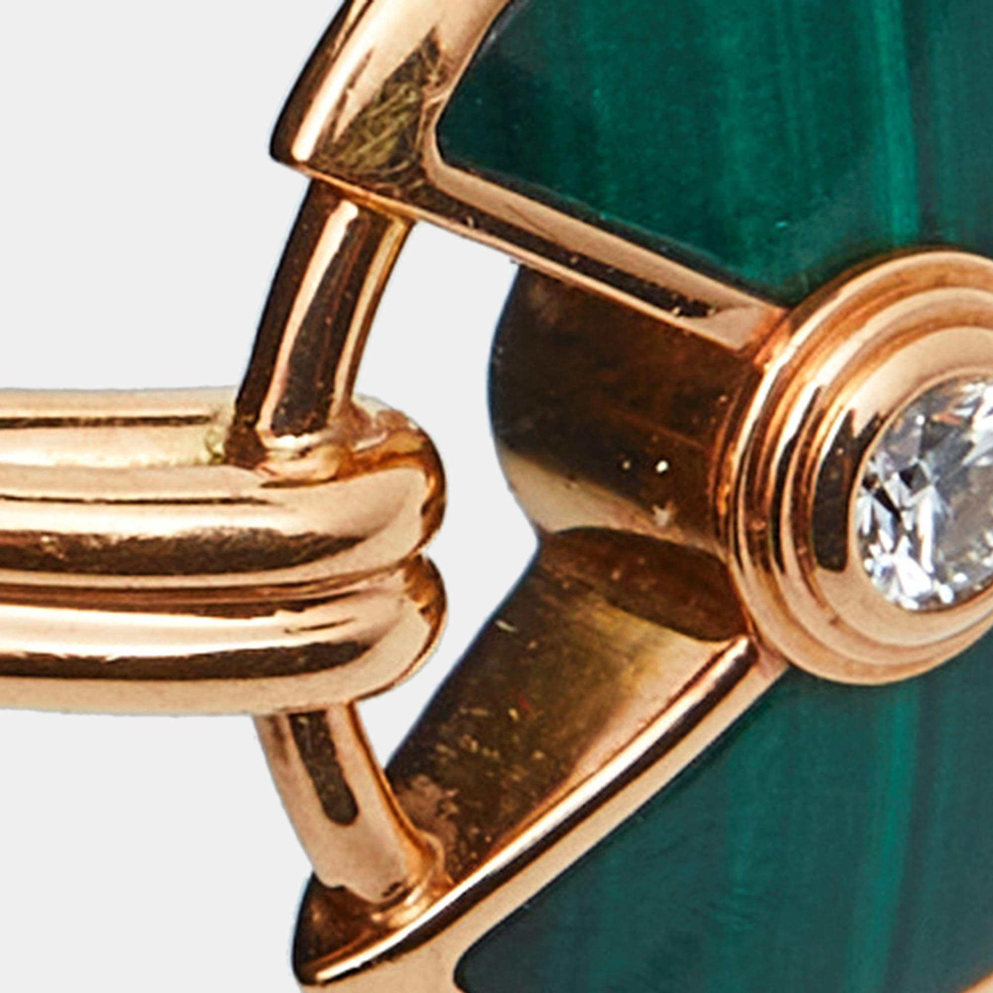 Women's Cartier Amulette De Cartier Malachite Diamond 18K Rose Gold XS Model Ring