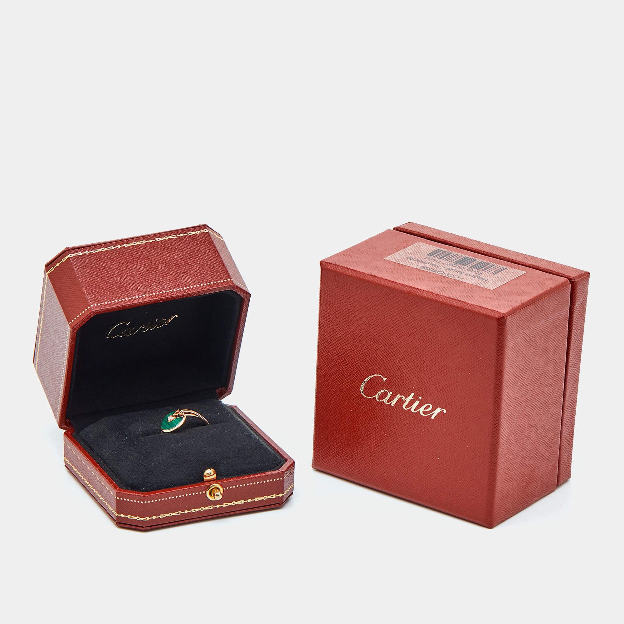 Cartier Amulette De Cartier Malachite Diamond 18K Rose Gold XS Model Ring 2