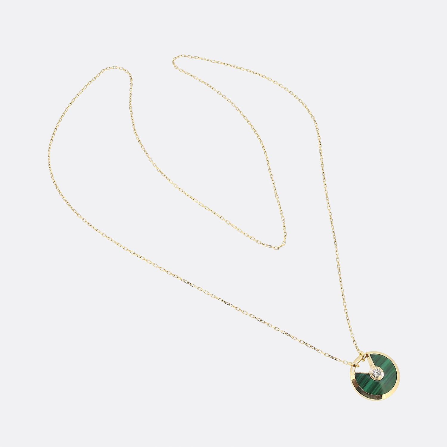 Taille ronde Cartier Amulette de Cartier Collier Malachite en vente