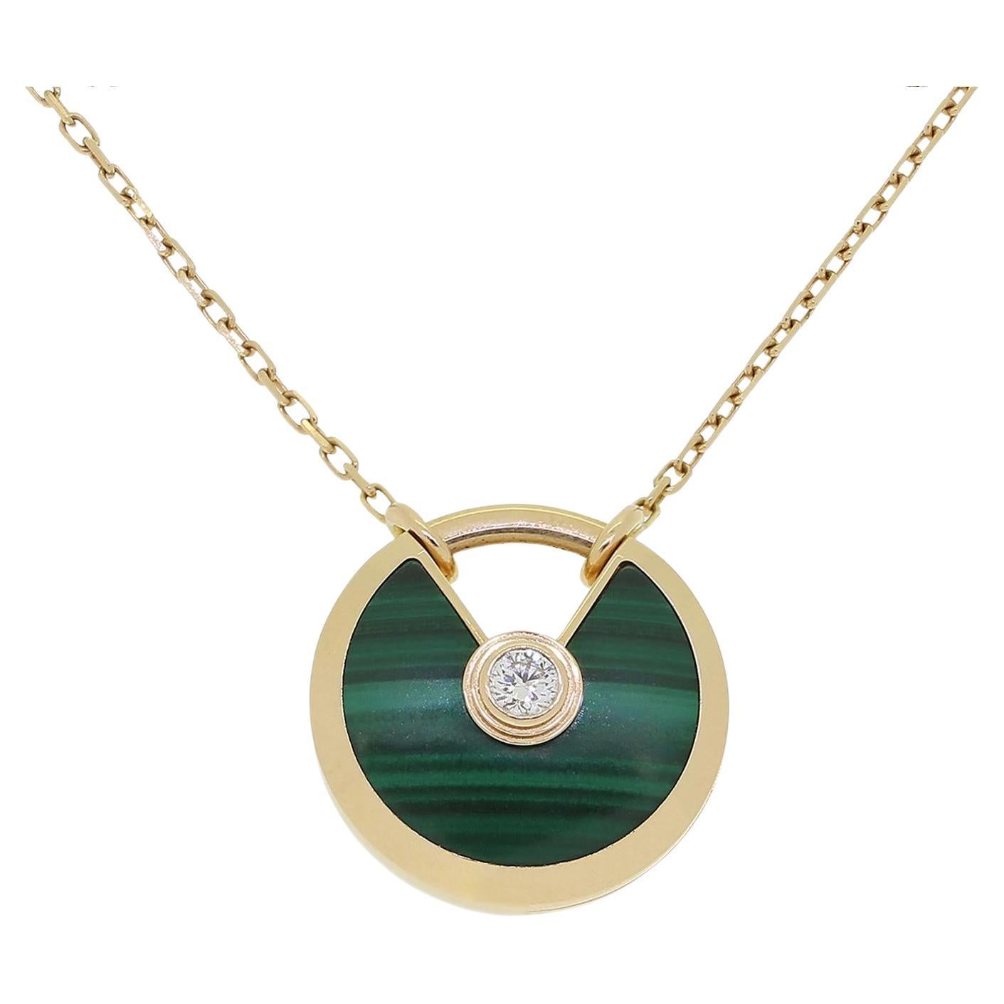 Cartier Amulette De Cartier Malachite Necklace For Sale