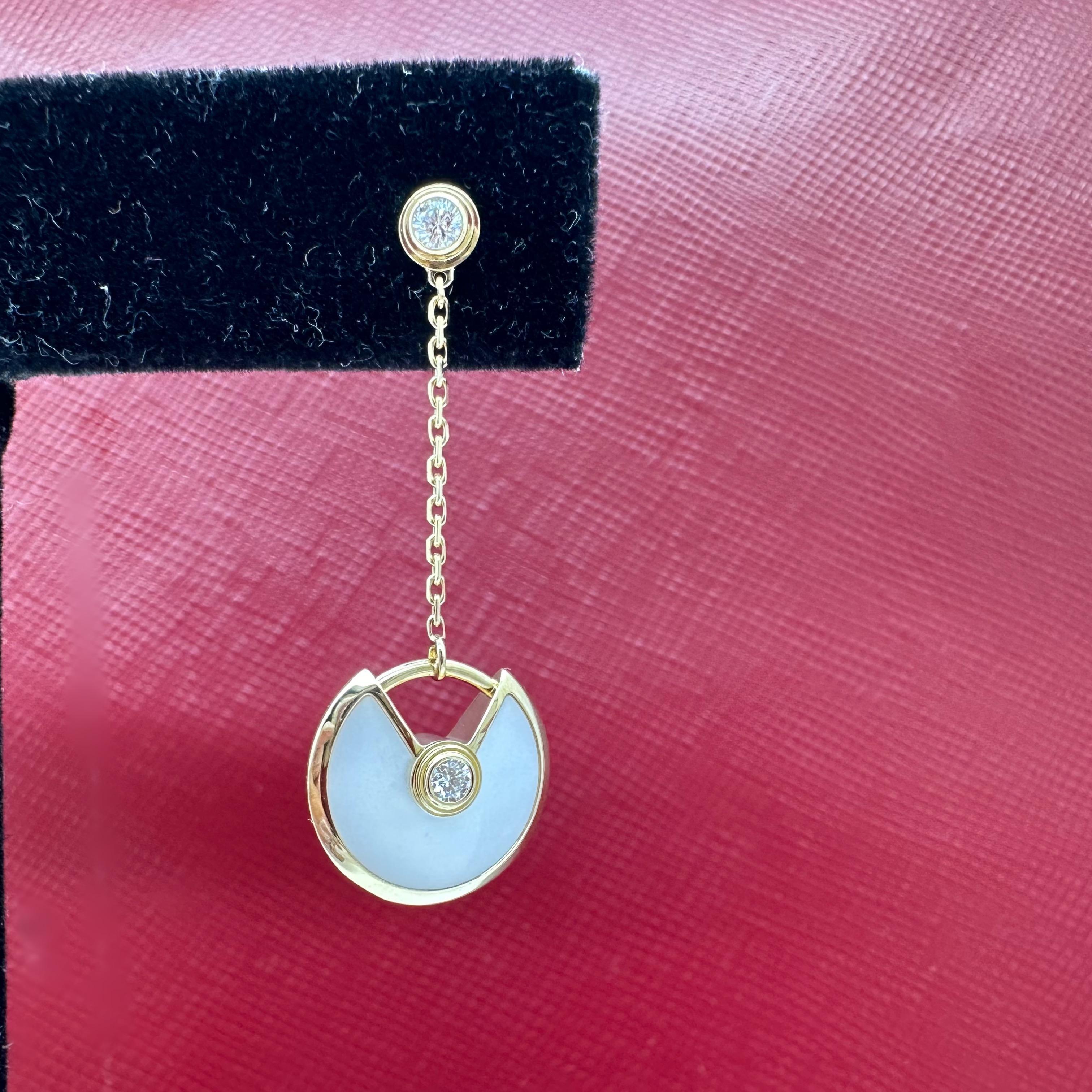 CARTIER Amulette de Cartier Mother 0f Pearl & Diamond Earrings XS in 18kt YG 4