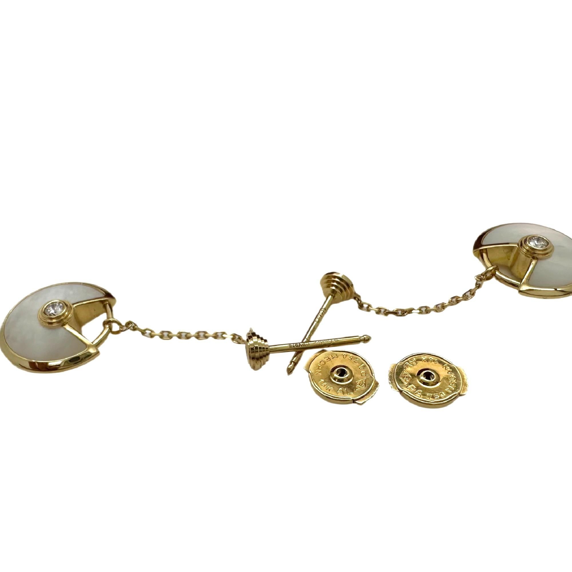 CARTIER Amulette de Cartier Mother 0f Pearl & Diamond Earrings XS in 18kt YG 2