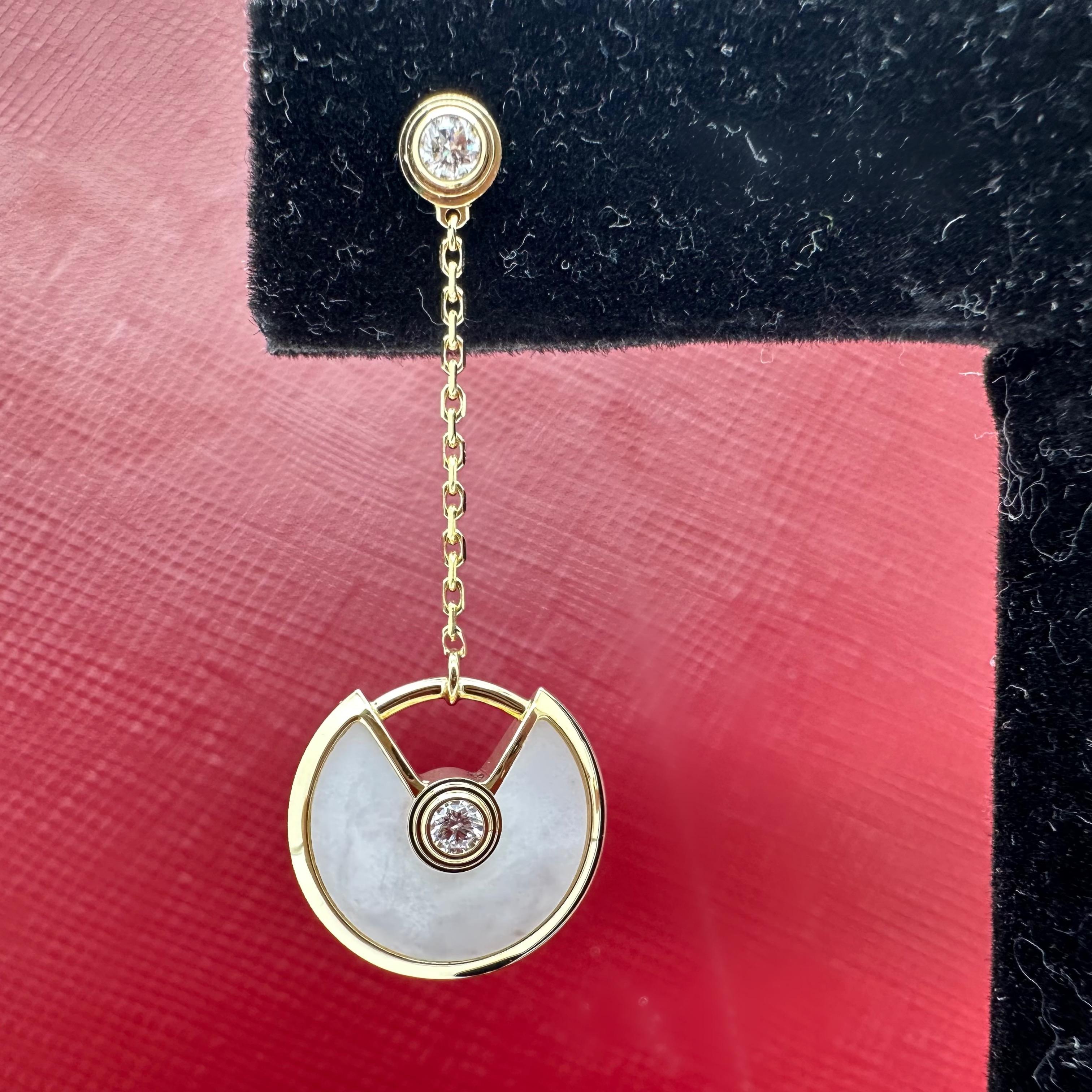 CARTIER Amulette de Cartier Mother 0f Pearl & Diamond Earrings XS in 18kt YG 3