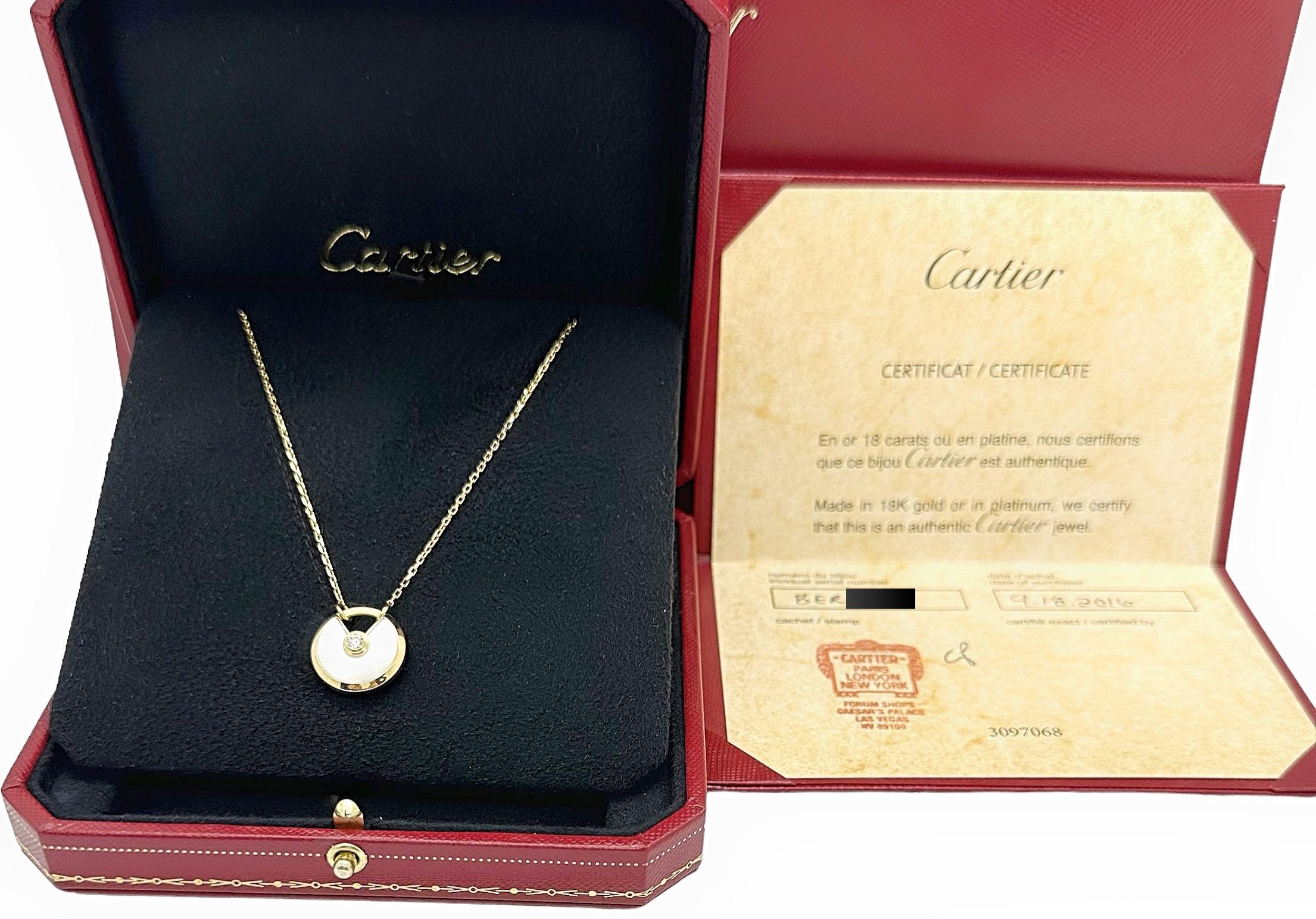 CARTIER Amulette de Cartier Mother 0f Perlen- und Diamant-Halskette aus 18kt YG 10
