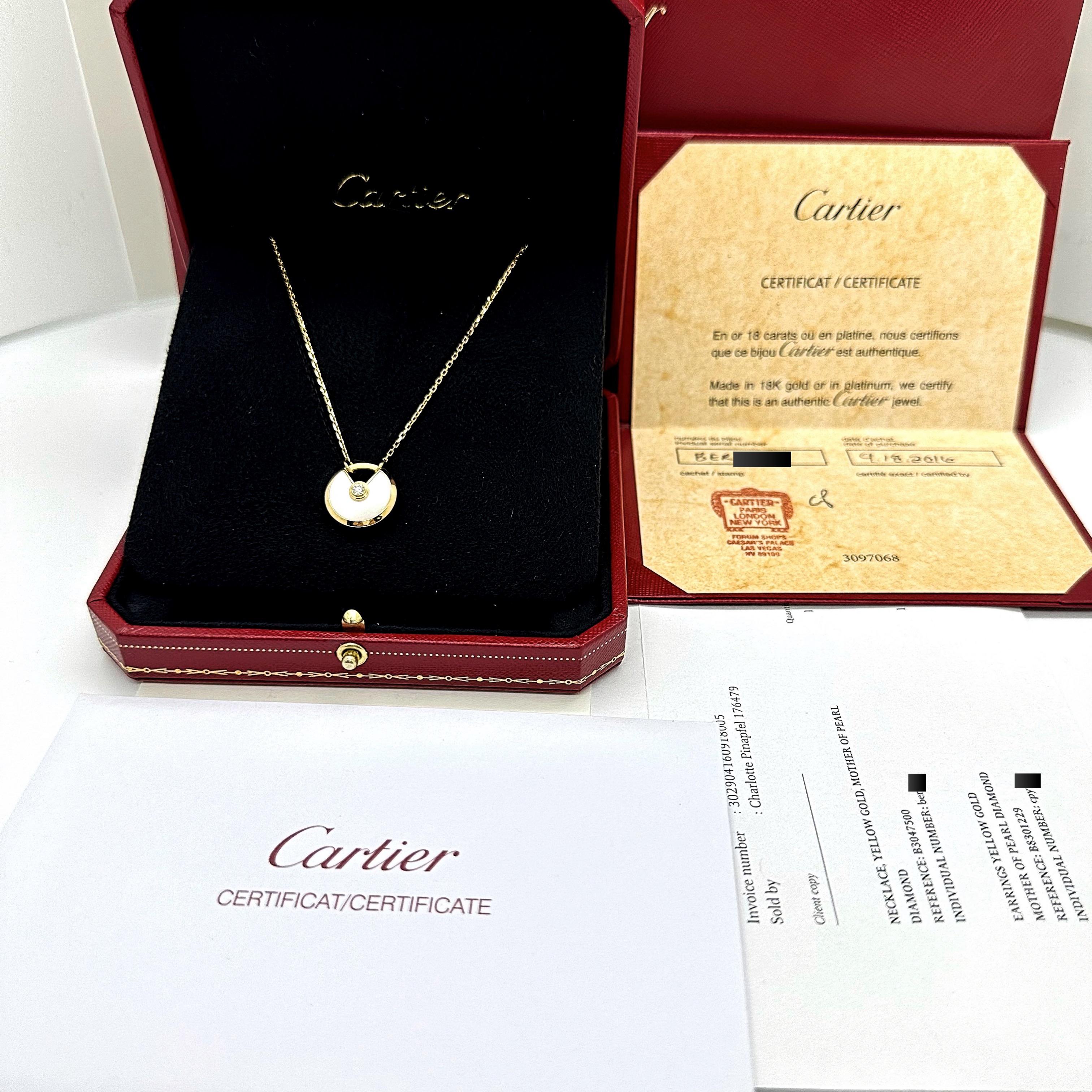 CARTIER Amulette de Cartier Mother 0f Perlen- und Diamant-Halskette aus 18kt YG (Rundschliff)