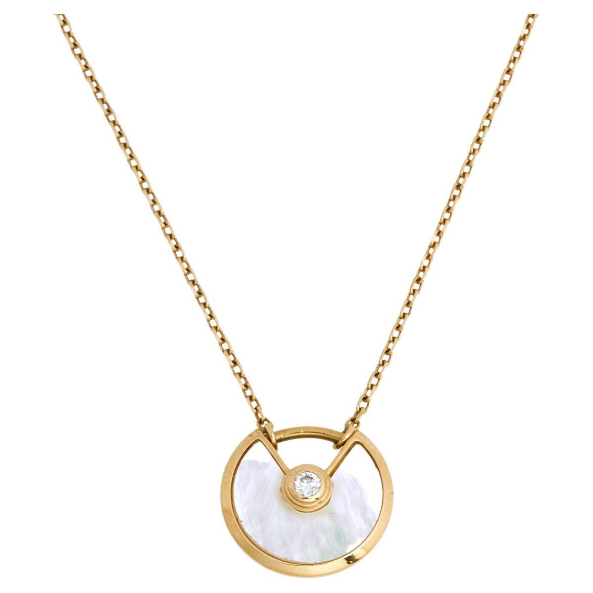 Cartier Amulette de Cartier Mother of Pearl Diamond 18k Pendant Necklace