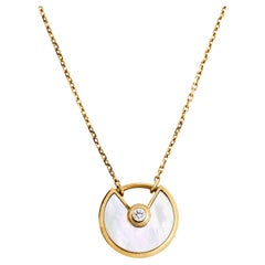 Cartier Amulette De Cartier Mother of Pearl Diamond 18K Pendant Necklace XS