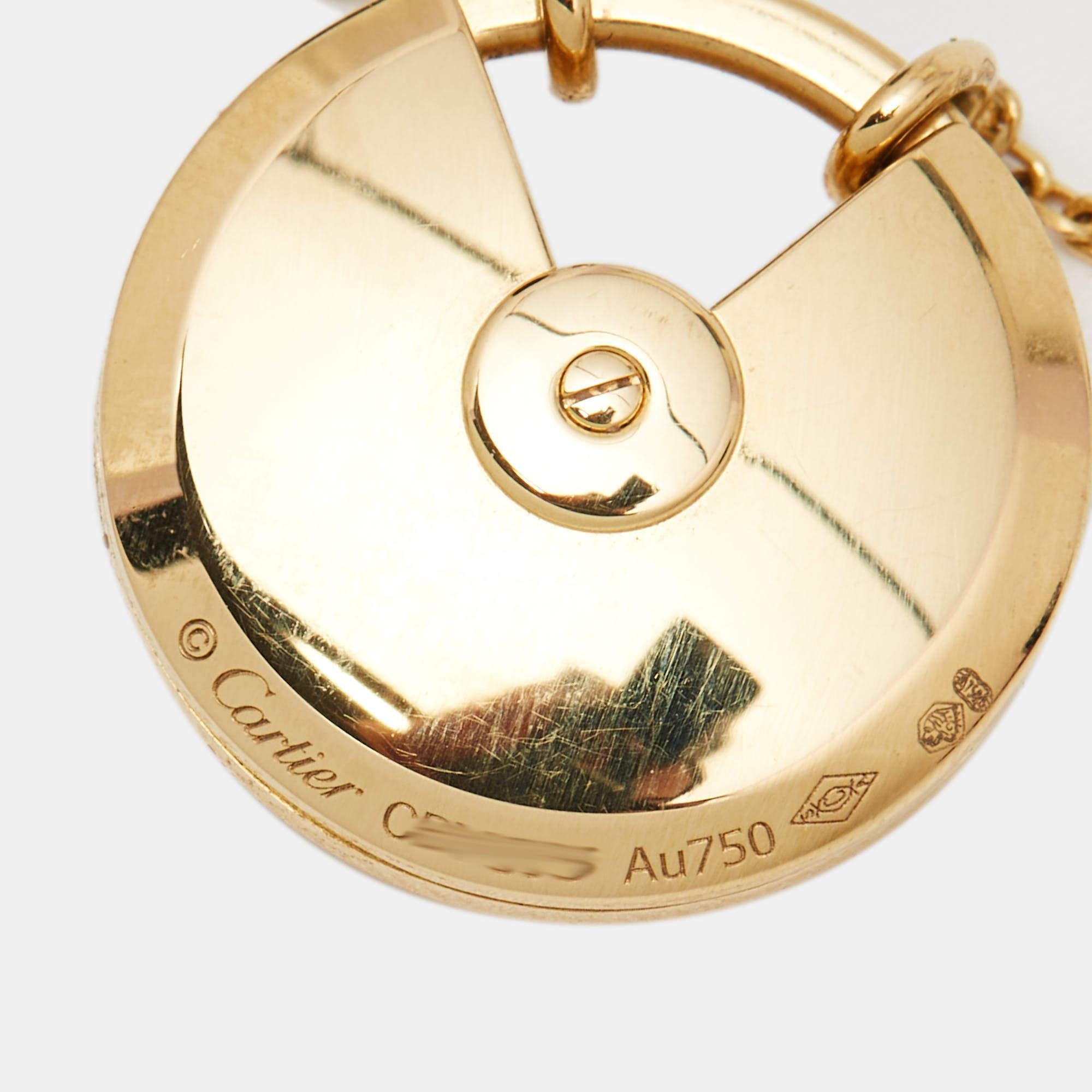 Cartier: 18 Karat Gelbgold Amulette De Cartier Perlmutt-Diamant-Modell  (Ungeschliffen)