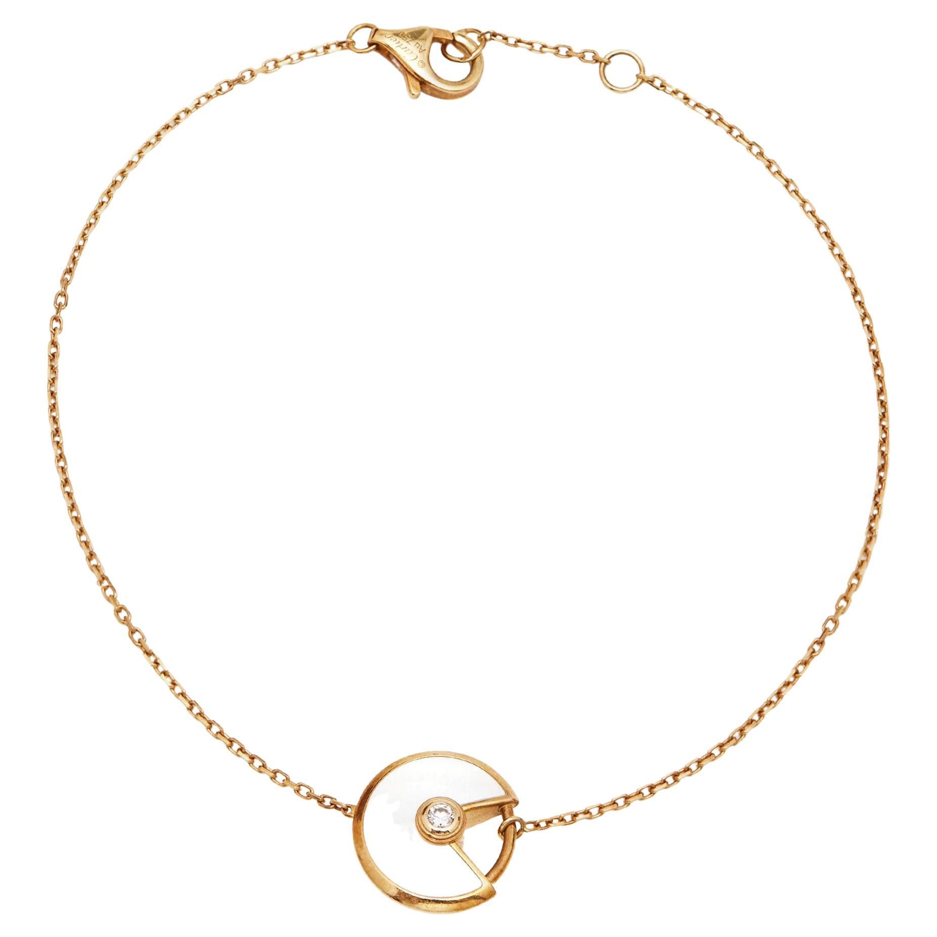 Cartier Amulette Malachite Diamond XS Model Rose Gold Bracelet at ...