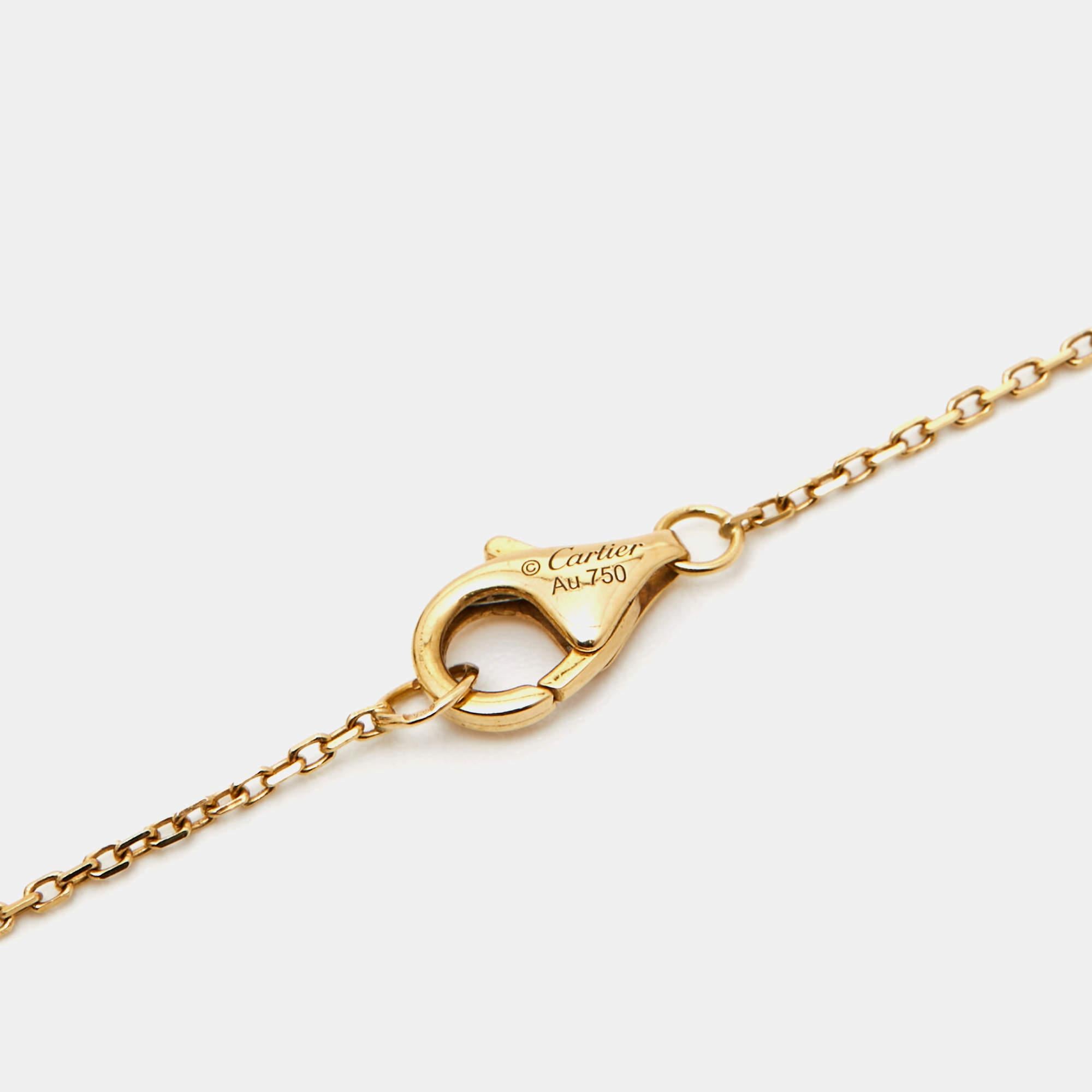 Cartier Amulette De Cartier Perlmutt-Diamant-Halskette 18k Gelbgold XS Modell (Ungeschliffen)