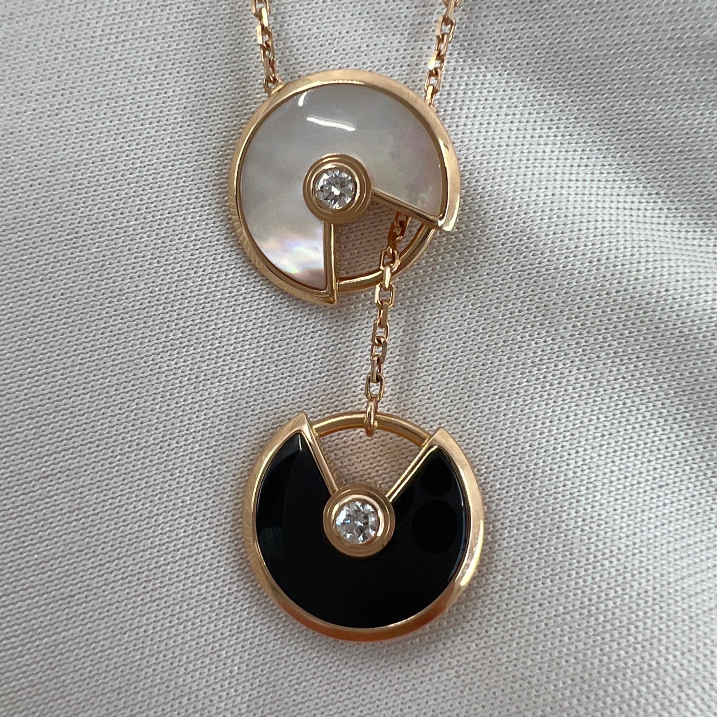 Women's or Men's Cartier Amulette de Cartier Mother of Pearl Onyx & Amulet 18k Rose Gold Necklace