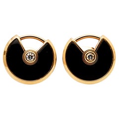 Cartier Amulette De Cartier Onyx Diamond 18k Rose Gold Earrings