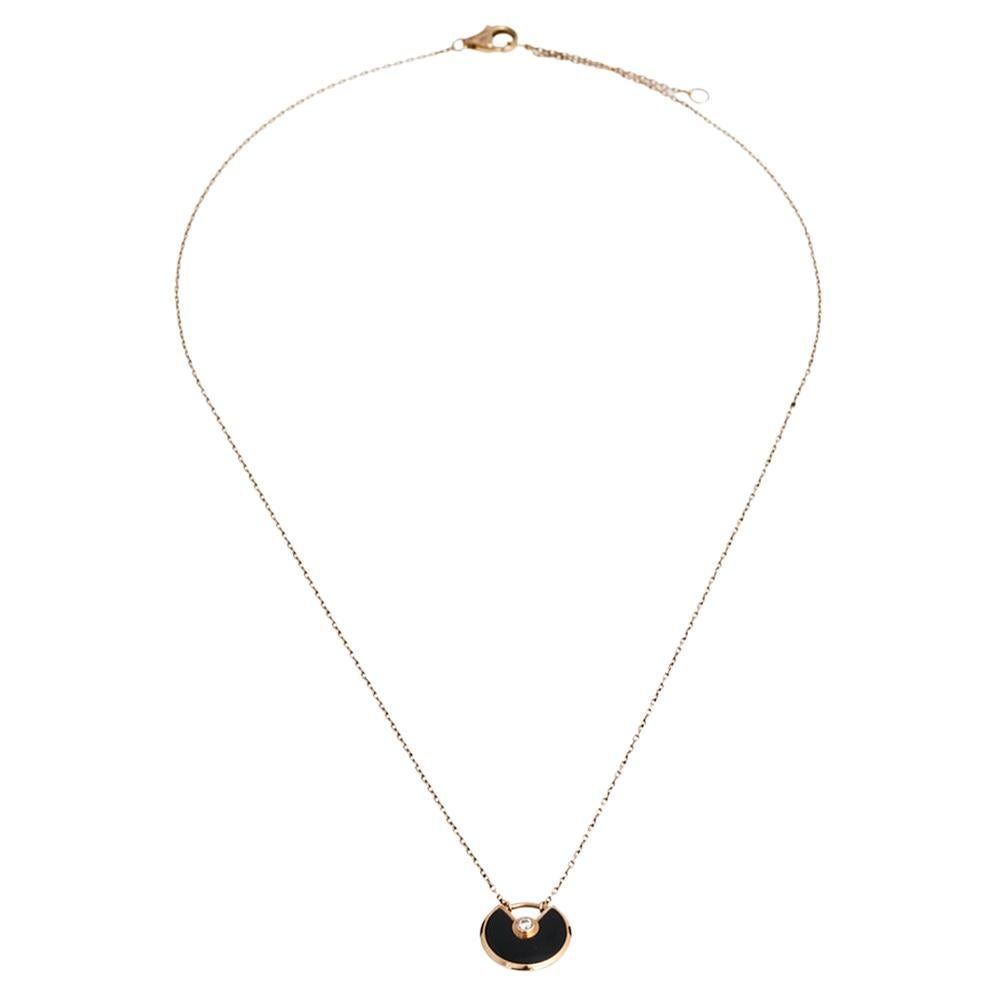 Cartier Rose Gold Guilloche Amulette De Cartier Necklace at 1stDibs