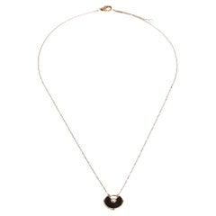 Cartier Amulette De Cartier Onyx Diamond 18K Rose Gold Pendant Necklace XS